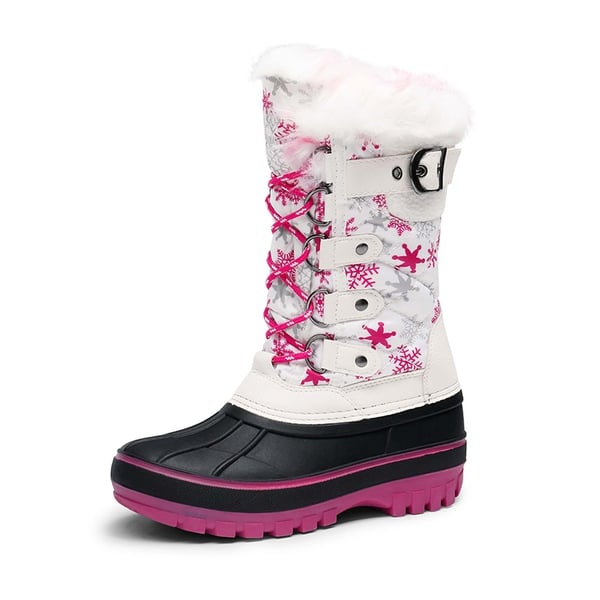 Kids Waterproof Snow Boots - WHITE FUCHSIA -  0